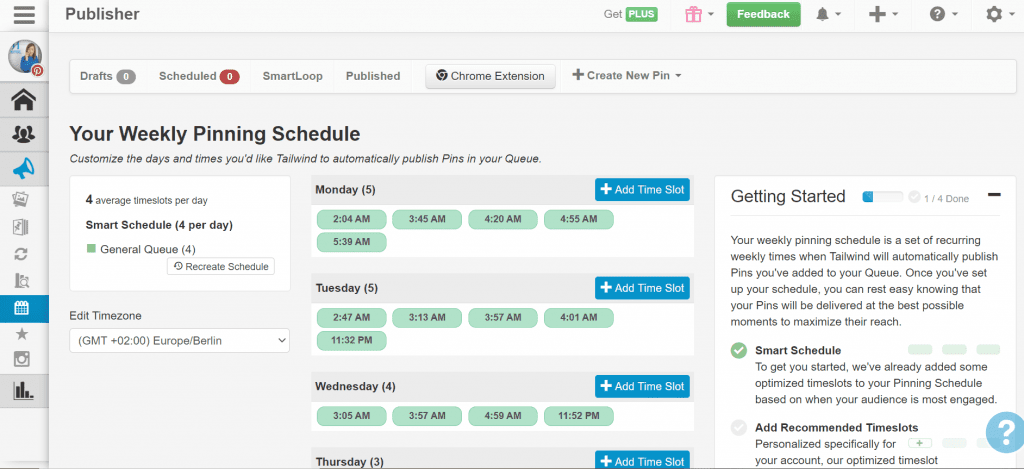 Horarios en Tailwind app