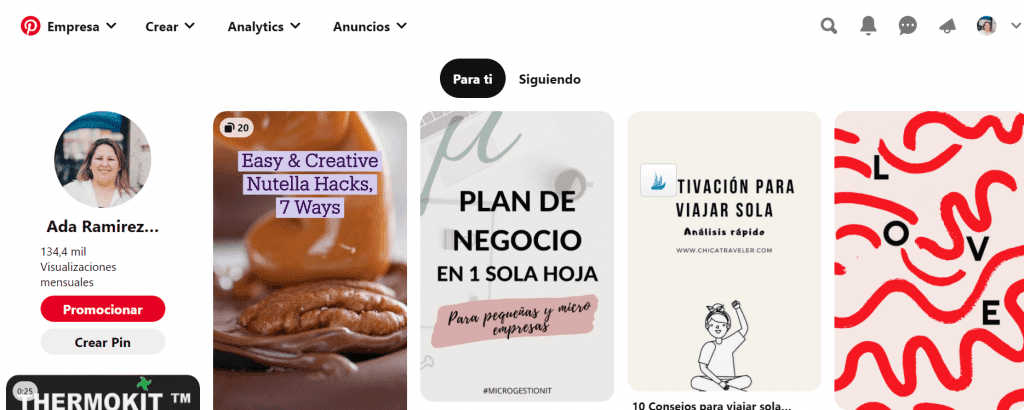 story pins feed de inicio de Pinterest