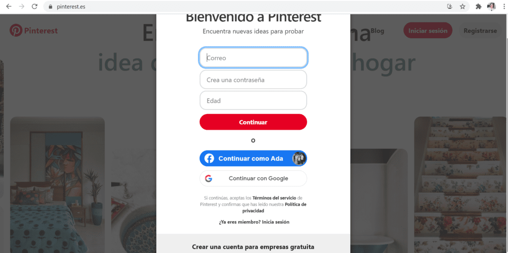 Cómo crear una cuenta de Pinterest para empresas